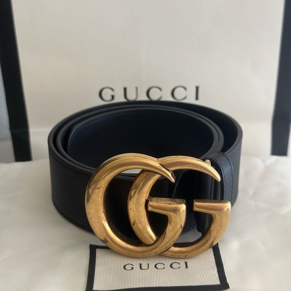 Gucci Black Belt with Gold Buckle